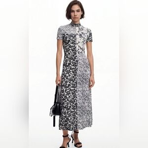 M Desigual Patchwork Monochrome Floral Panel Maxi Dress